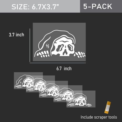 5 قطع من ملصقات السيارات الممتصة للصدمات غريم ريبر لمركبات شاحنة الزجاج الأمامي (6.7 × 3.7) in Kuwait