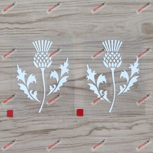 2X White 4'' Thistle Scottish Flower Decal Sticker Scotland Car Computer Phone Vinyl Style a in Saudi Arabia