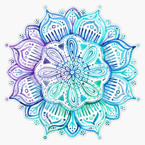 Iridescent Aqua and Purple Watercolor Mandala Vinyl Waterproof Sticker Decal Car Laptop Wall Window Bumper Sticker 5" in Saudi Arabia