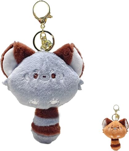 Plush Long Tailed Red Panda Coin Purse, Lesser Panda Zippered Coin Pouch with a Sound-Making Tail Bell (Misty Blue) in Kuwait