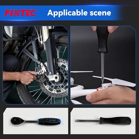 مجموعة مفاتيح ربط بسقاطة بمقبس محرك 1/4 بوصة من FIXTEC، مجموعة مقبس متري ولقم مع قضبان تمديد، ومفاصل عالمية وحقيبة تخزين، مجموعة أدوات فولاذية CR-V لإصلاح السيارات وصيانة المنزل in Kuwait