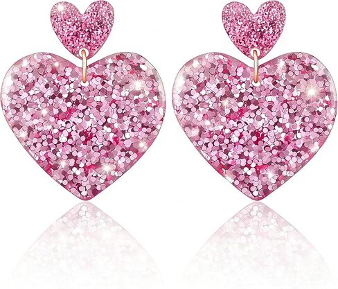 Dangle Earrings for Women, Red Pink Heart Earrings as Valentine's Day Gifts, Candy Cane Flamingo Earring for Christmas Party Holiday Cosplay Brithday in Kuwait