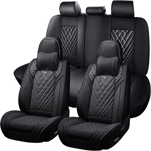 Car Seat Covers for Toyota Tundra 2000-2026, Waterproof Nappa Leather Full Set Seat Cover, Anti-Slip and Comfortable Automotive Seat Protector&Accessories(Gray Black) in Saudi Arabia