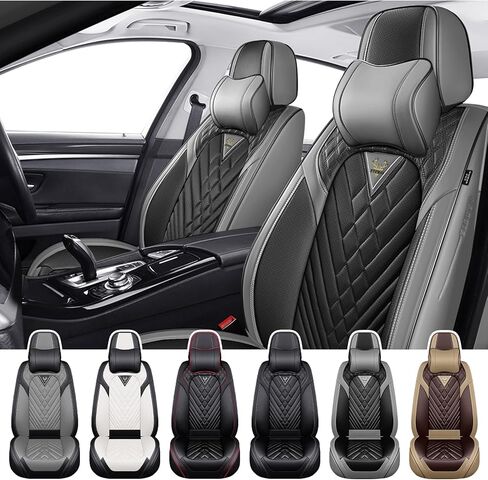 Car Seat Covers for Toyota Tundra 2000-2026, Waterproof Nappa Leather Full Set Seat Cover, Anti-Slip and Comfortable Automotive Seat Protector&Accessories(Gray Black) in Saudi Arabia