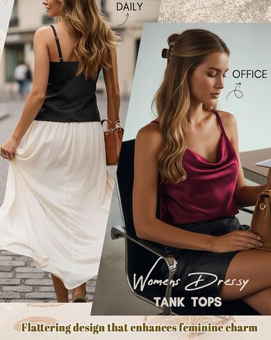 3 Pack Women's Silk Satin Camisole Cowl Neck Tank Tops Adjustable Spaghetti Strap Sleeveless Blouses Summer 2026(Black, White, Rose Red,Small) in Saudi Arabia