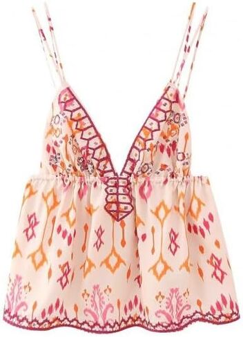 النساء كوكيت السباغيتي حزام قميص حريمي مثير الخامس الرقبة الأزهار طباعة الصيف عادية تانك القمم الخرز المطرزة فلوي in Kuwait