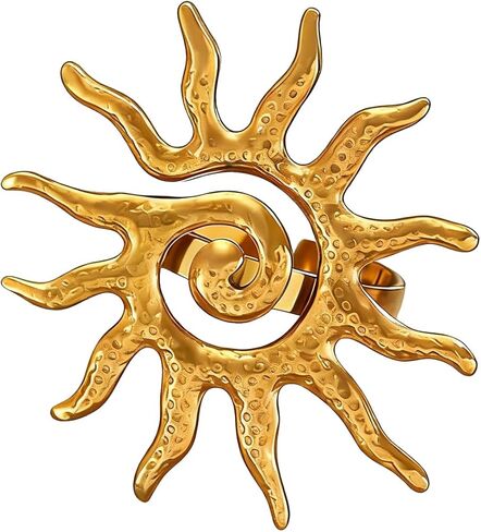 Boho Large Sun Statement Ring for Women 14k Gold Plated Sunlight Rings Stainless Steel Sun Rings in Kuwait