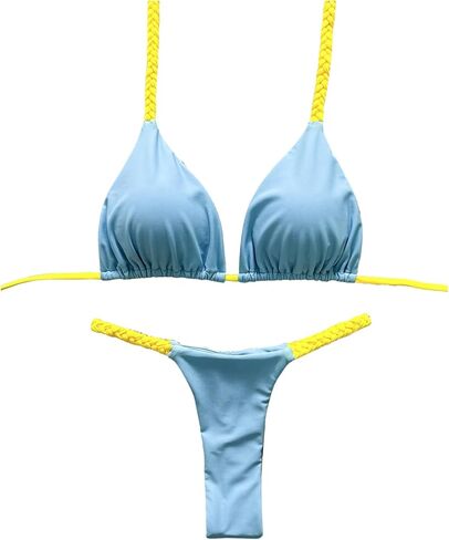 Floerns Women's 2 Piece Bikini Sets High Waisted Swimsuit Colorblock Halter String Bathing Suit in Saudi Arabia