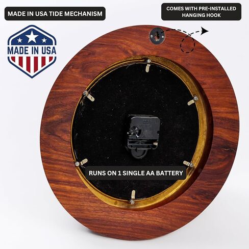 Nagina International Nautical Time Tide Clock On Premium Wooden Base - Polished Brass Porthole Wall Hanging Decor (12 Inches) in Saudi Arabia