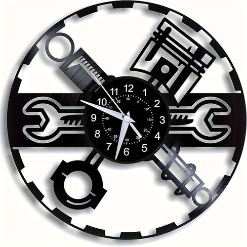 Steampunk Wall Clock 12" - Industrial Gear Design with Wrench/Piston Tools, Silent Quartz Movement, Perfect Workshop/Garage Decor & Engineer Gift (LED) in Saudi Arabia