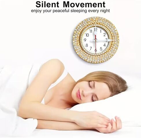 Wall Clock Art Print, Silent Non Ticking Battery Operated,Cross,Gold & White Diamond Clock 2D Art Print Decorative for Bathroom Kitchen Bedroom 10 inch & 12 inch, Ships Next Day，No Battery in Saudi Arabia