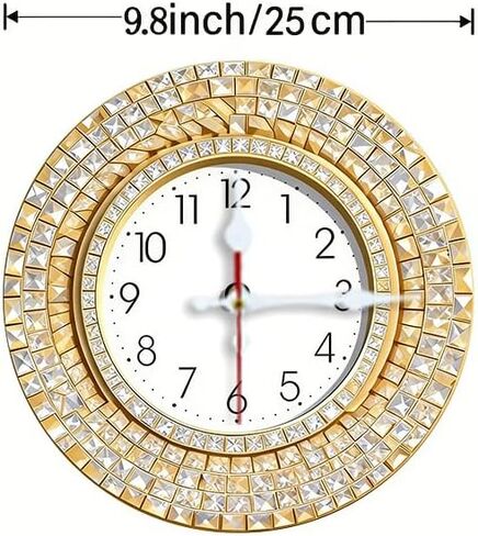 Wall Clock Art Print, Silent Non Ticking Battery Operated,Cross,Gold & White Diamond Clock 2D Art Print Decorative for Bathroom Kitchen Bedroom 10 inch & 12 inch, Ships Next Day，No Battery in Saudi Arabia
