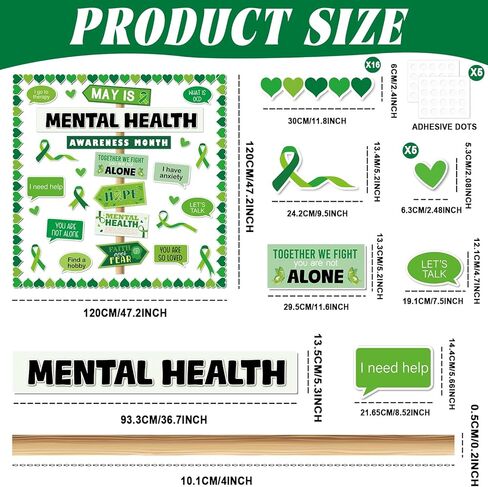 gisgfim Mental Health Awareness Bulletin Board Classroom Therapy Offices Decor Positive Affirmations Cutouts Motivational Inspirational Bulletin Board for Students Doctor Hospital Nurse Wall Supplies in Saudi Arabia