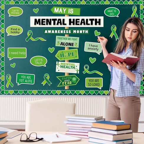 gisgfim Mental Health Awareness Bulletin Board Classroom Therapy Offices Decor Positive Affirmations Cutouts Motivational Inspirational Bulletin Board for Students Doctor Hospital Nurse Wall Supplies in Saudi Arabia