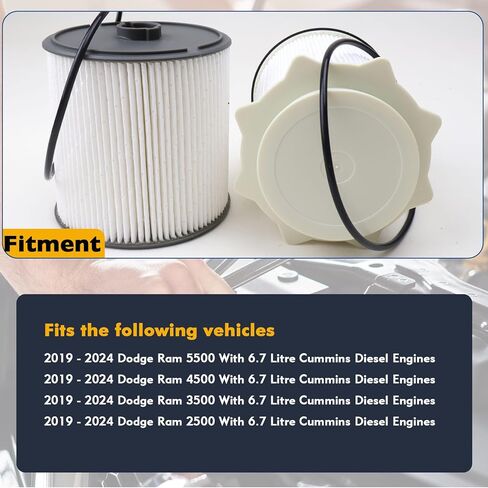 (Upgrade)68157291AA, 68436631AA Fuel Filter Water Separator set Compatible with 2019–2024 Dodge Ram 2500 3500 4500 5500 6.7L Cummins Diesel Turbo Engines in Kuwait