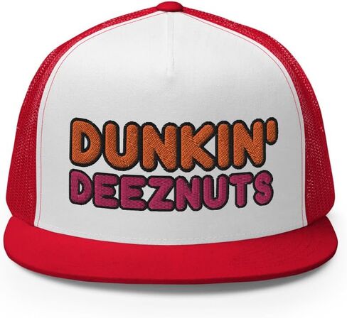 قبعة سائقي الشاحنات من Dunkin Deez Nuts، قبعة مسطحة عالية التاج قابلة للتعديل، قبعة شرب مرحة للحفلات in Kuwait
