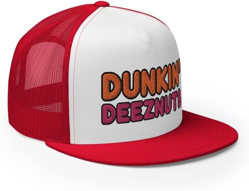 قبعة سائقي الشاحنات من Dunkin Deez Nuts، قبعة مسطحة عالية التاج قابلة للتعديل، قبعة شرب مرحة للحفلات in Kuwait