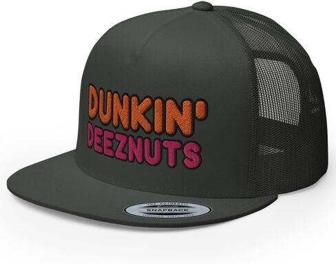 قبعة سائقي الشاحنات من Dunkin Deez Nuts، قبعة مسطحة عالية التاج قابلة للتعديل، قبعة شرب مرحة للحفلات in Kuwait