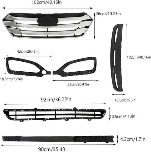 4Pcs Front Bumper Mesh Grille Chrome Molding Fog Light Bezels Set Replacement for Santa Fe Sport 2013-2016 in Saudi Arabia