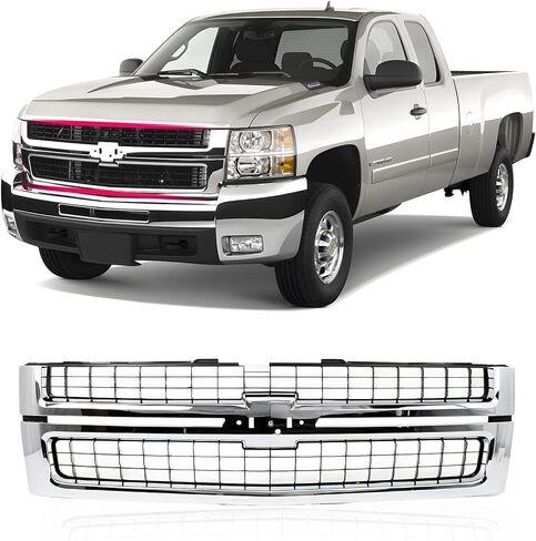 إطار مطلي بالكروم أسود غير لامع شواية مصبغة مع شعار يناسب 2007-2010 تشيفي سيلفرادو 2500HD 3500HD WT LT LTZ يناسب 25825521 GM1200608 in Kuwait