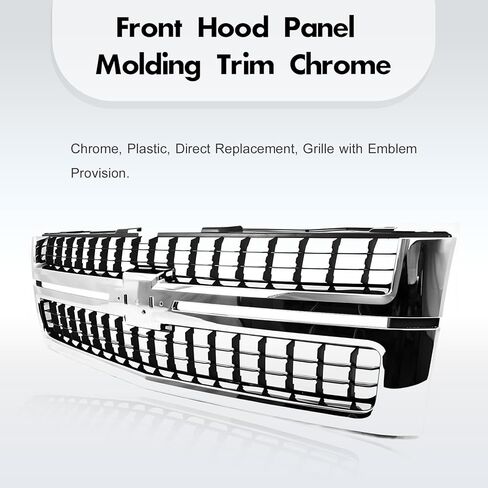 إطار مطلي بالكروم أسود غير لامع شواية مصبغة مع شعار يناسب 2007-2010 تشيفي سيلفرادو 2500HD 3500HD WT LT LTZ يناسب 25825521 GM1200608 in Kuwait