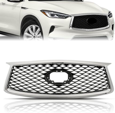 شبكة أمامية علوية من KARPAL باللون الأسود الكروم متوافقة مع 2019-2023 Infiniti QX50 W/O خيار استبدال الكاميرا F23106HH1A in Saudi Arabia