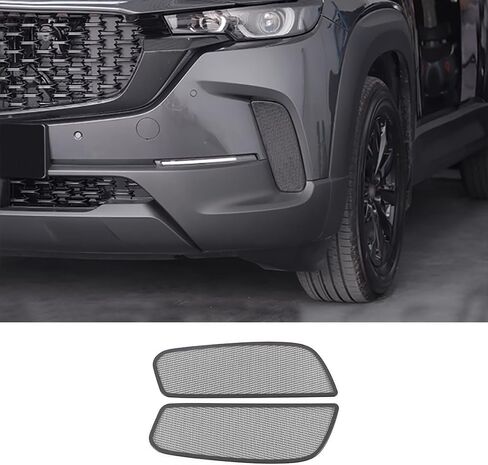 قطع غيار السيارات المتوافقة مع Mazda CX50 CX-50 2023 2023 2025 2026 غطاء صوت لمنفذ الهواء الأمامي (تيتانيوم أسود) من الفولاذ المقاوم للصدأ قطعتين in Saudi Arabia
