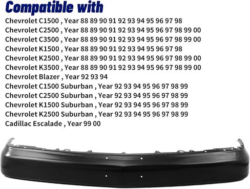 قطع غيار المصد الأمامي شريط الوجه من الفولاذ الأسود المتوافق مع شيفروليه المتوافقة مع شاحنة بيك اب C/K 1500 2500 3500 بليزر سوبربان تاهو يوكون إسكاليد 1988-2000 in Kuwait