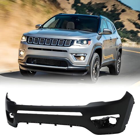 PENSUN Front Bumper Kit for 2017-2021 Jeep Compass Limited Latitude Sport - with Bumper Grille, DRL Fog Lights, OE# 68499103AA in Kuwait