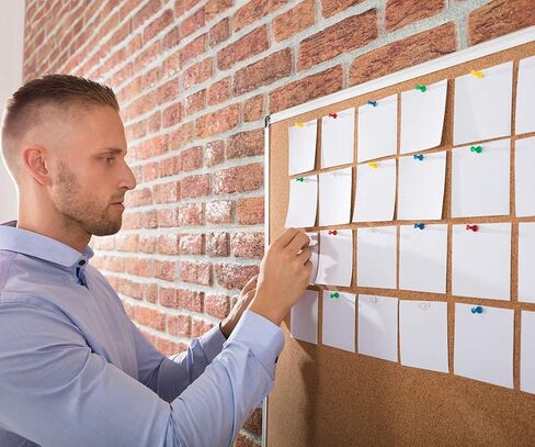 لوحة إعلانات Board2by مقاس 36 × 48، لوحة دبوس إشعار بإطار من الألومنيوم الفضي مقاس 4 × 3 كبيرة مثبتة على الحائط من الفلين in Kuwait