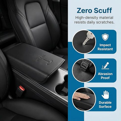 غطاء مسند ذراع وحدة التحكم المركزية لـ Tesla، ملحقات Tesla Model Y 2026، Tesla Model 3 Accessories 2026، ملحقات وحدة التحكم المركزية الداخلية الممتازة، أسود in Saudi Arabia