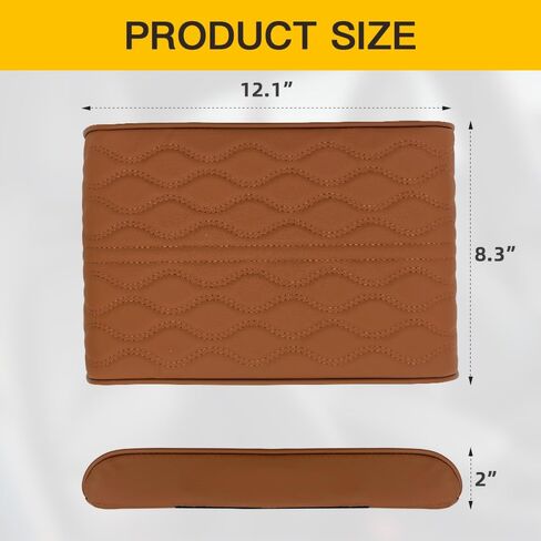 Car Armrest Box Heightening Pad, Arm Rest Covers, Easy to Install, Durable and Easy to Clean, It is A Practical Accessory That Enhances The Driving Experience (Brown, Wave Pattern) in Saudi Arabia