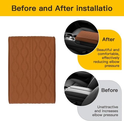 Car Armrest Box Heightening Pad, Arm Rest Covers, Easy to Install, Durable and Easy to Clean, It is A Practical Accessory That Enhances The Driving Experience (Brown, Wave Pattern) in Saudi Arabia