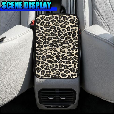 Linen Fabric Car Center Console Cover, 12.08 × 7.67 Inch Anti-Scratch Automotive Middle Console Protective Pad, Universal Vehicle Armrest Storage Box Mat for Car, SUV, Truck (Gold) in Saudi Arabia