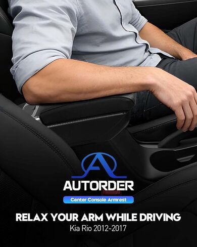 صندوق مسند ذراع السيارة من Autoorder لملحقات Kia Rio 2012-2017 مساحة تخزين مزدوجة الطبقة مع حامل أكواب وحامل هاتف صندوق تخزين وحدة التحكم المركزية in Saudi Arabia
