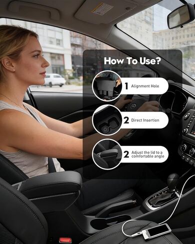 صندوق مسند ذراع السيارة من Autoorder لملحقات Kia Rio 2012-2017 مساحة تخزين مزدوجة الطبقة مع حامل أكواب وحامل هاتف صندوق تخزين وحدة التحكم المركزية in Saudi Arabia