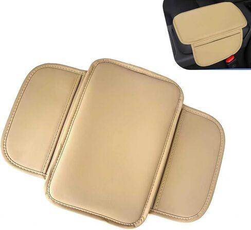 Car Center Console Cover, Leather Car Armrest Cover with 2 Side Storage Bags, Waterproof Anti-Scratch Soft Auto Middle Console Protector, Universal Arm Rest Pad for Vehicle SUV Truck(Beige) in Saudi Arabia