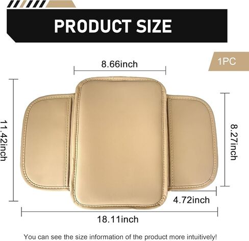 Car Center Console Cover, Leather Car Armrest Cover with 2 Side Storage Bags, Waterproof Anti-Scratch Soft Auto Middle Console Protector, Universal Arm Rest Pad for Vehicle SUV Truck(Beige) in Saudi Arabia