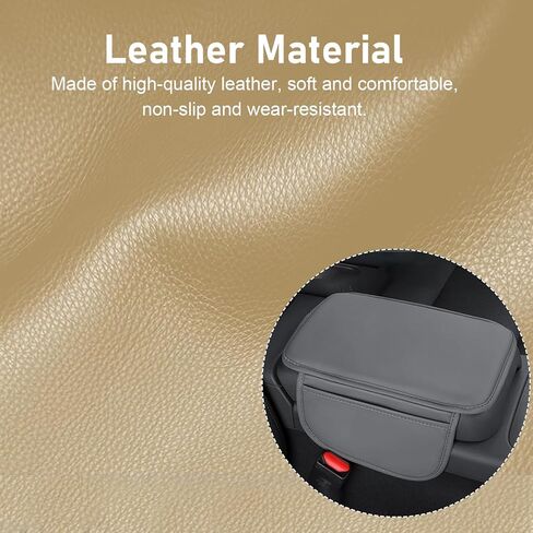 Car Center Console Cover, Leather Car Armrest Cover with 2 Side Storage Bags, Waterproof Anti-Scratch Soft Auto Middle Console Protector, Universal Arm Rest Pad for Vehicle SUV Truck(Beige) in Saudi Arabia