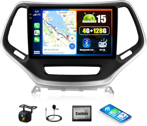 [2+32G] Android 13 Car Stereo for Jeep Cherokee 2013-2018 Radio Wiereless Carplay&Android Auto GPS Navigation,10.1"Touchscreen with WiFi,Mirror Link, Bluetooth FM/RDS Radio SWC/USB+Backup Camera&Mic in Kuwait