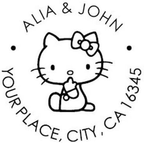 Customized Round Selfinking Round Address Stamp with Hello Kitty in Kuwait
