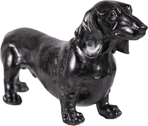 Decorative Dachshund Statue, Black Hand-Painted, 14.57 x 7.48 x 3.94 inches, Fade-Resistant Resin in Saudi Arabia