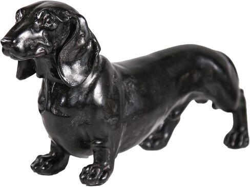 Decorative Dachshund Statue, Black Hand-Painted, 14.57 x 7.48 x 3.94 inches, Fade-Resistant Resin in Saudi Arabia