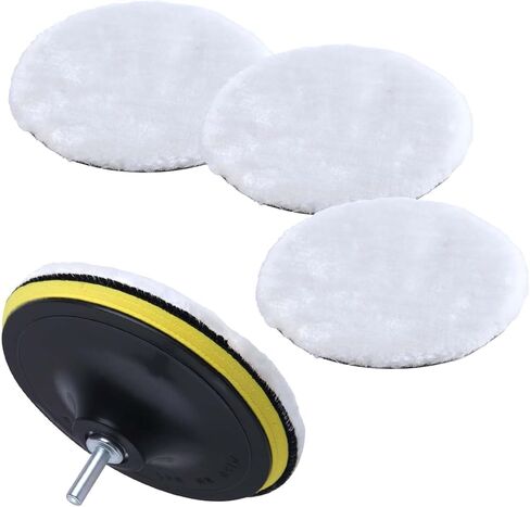 6 Pcs 6 Inch Wool Buffing Polishing Pad Set Wool Polishing Buffing Pad Car Buffer Polisher Pads Kit Wool Buffing Wheel Buffing Pads for Drill Buffer Attachment with Drill Adapter in Saudi Arabia
