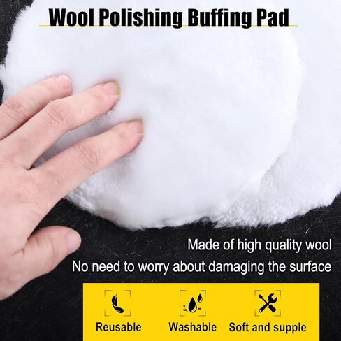 6 Pcs 6 Inch Wool Buffing Polishing Pad Set Wool Polishing Buffing Pad Car Buffer Polisher Pads Kit Wool Buffing Wheel Buffing Pads for Drill Buffer Attachment with Drill Adapter in Saudi Arabia