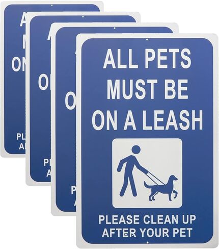 Aluminum All Pets Must Be On A Leash, Please Clean Up After Your Pet Sign (18 x 12 In) in Saudi Arabia