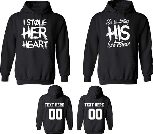 CRAZYDAISYWORLD I Stole Her Heart Customized Text Name Design Couple Hoodie, Crewneck Sweatshirt, Tshirt, Tank top in Saudi Arabia