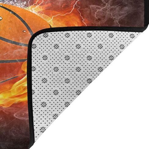 Area Rugs Cover,Basketball Ball in Fire and Water Soft Washable Large Floor Carpets Mats Non-Skid Rug for Boys Girls Room Living Room Bedroom Home Decor 3x5 Ft in Saudi Arabia