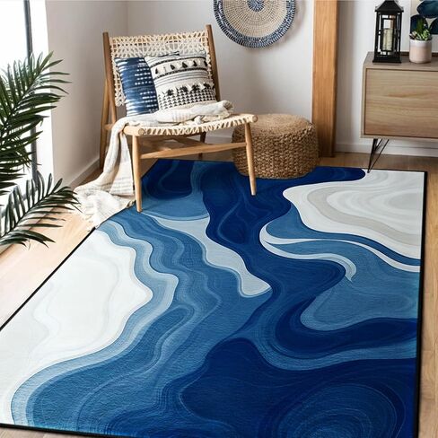 AQQA Sage Green Runner Rug 2x6,Abstract Wavy Hallway Runner, Washable Non-Slip Long Rug for Kitchen,Modern Art Deco Entryway Rug,Low-Pile Indoor Floor Carpet for Laundry Room,Bedside,Office (Emerald) in Saudi Arabia