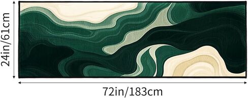 AQQA Sage Green Runner Rug 2x6,Abstract Wavy Hallway Runner, Washable Non-Slip Long Rug for Kitchen,Modern Art Deco Entryway Rug,Low-Pile Indoor Floor Carpet for Laundry Room,Bedside,Office (Emerald) in Saudi Arabia